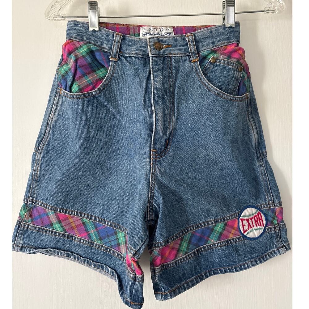 Extra International Sportswear Vintage 90s Denim High Waist Baggy Shorts 7